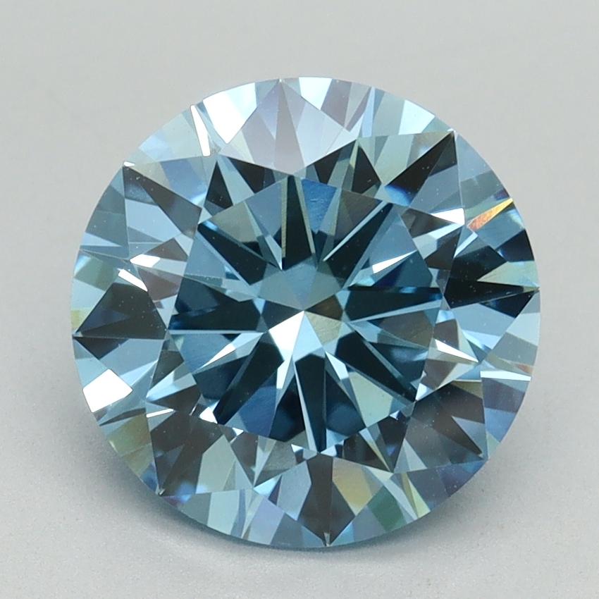 3.09 Ct. Fancy Vivid Blue Round Lab Grown Diamond