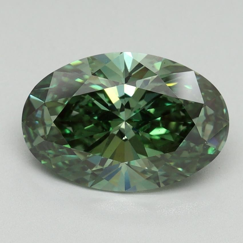 3.00 Ct. Fancy Vivid Pacific Green Oval Lab Grown Diamond