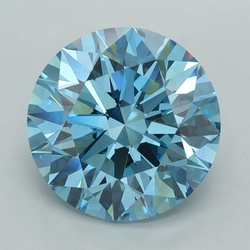 3.06 Ct. Fancy Vivid  Blue Round Lab Grown Diamond