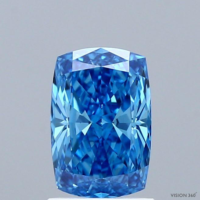 1.11 Ct. Fancy Vivid  Blue Cushion Lab Grown Diamond