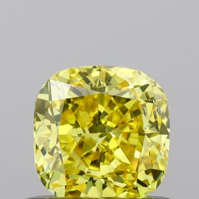 0.63 Ct. Fancy Vivid Yellow Cushion Lab Grown Diamond