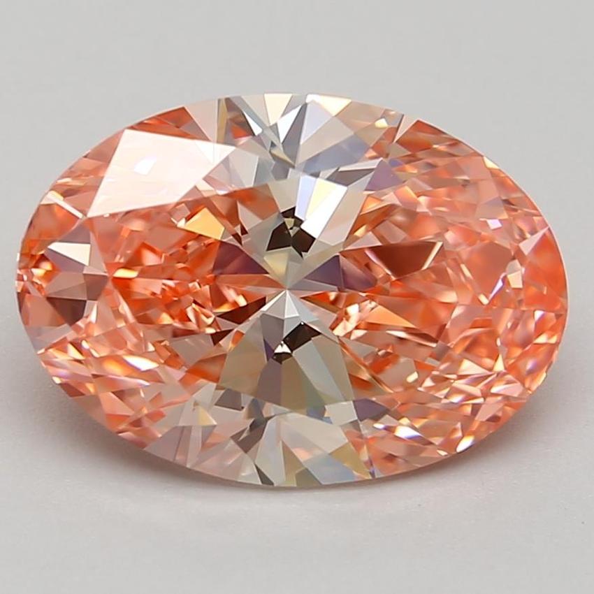 2.92 Ct. Fancy Intense Orangy Pink Oval Lab Grown Diamond