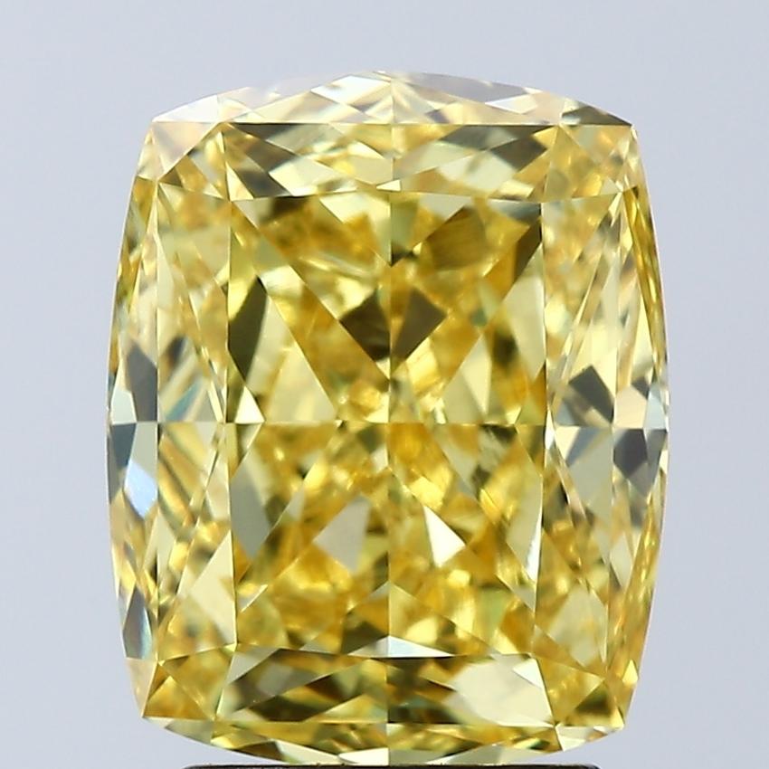 4.04 Ct. Fancy Vivid Yellow Cushion Lab Grown Diamond