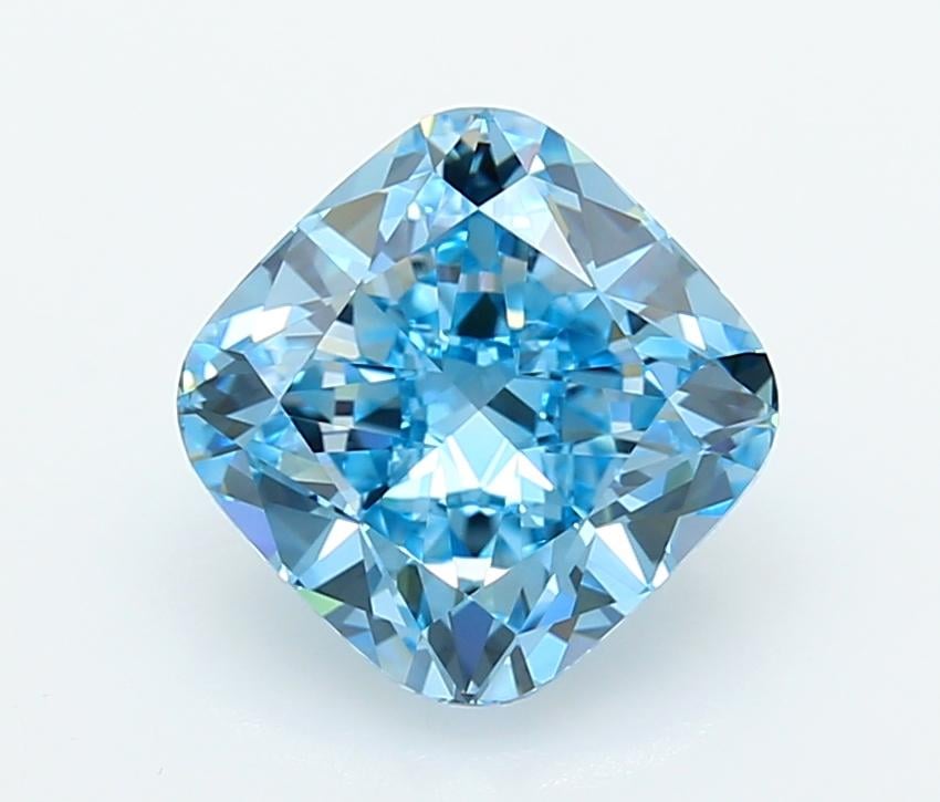 3.54 Ct. Fancy Vivid  Blue Cushion Lab Grown Diamond