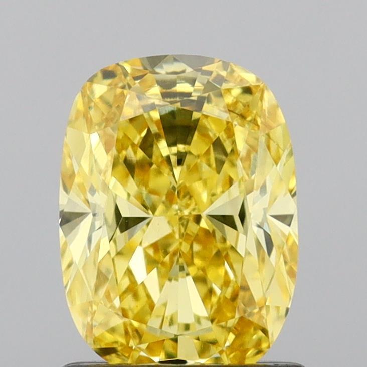 0.82 Ct. Fancy Vivid Yellow Cushion Lab Grown Diamond