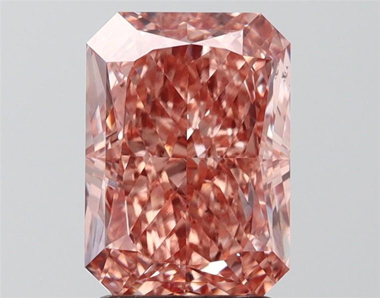 3.05 Ct. Fancy Vivid Brownish Pink Radiant Lab Grown Diamond