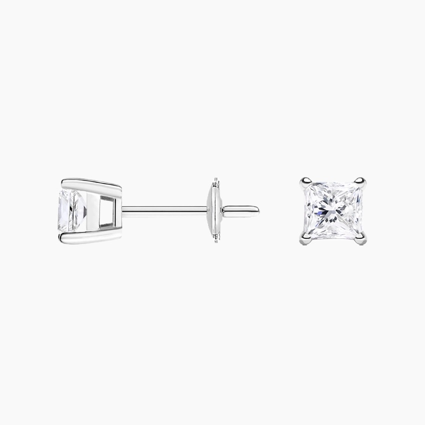 18K White Gold Princess Diamond Stud Earrings (1 ct. tw.)