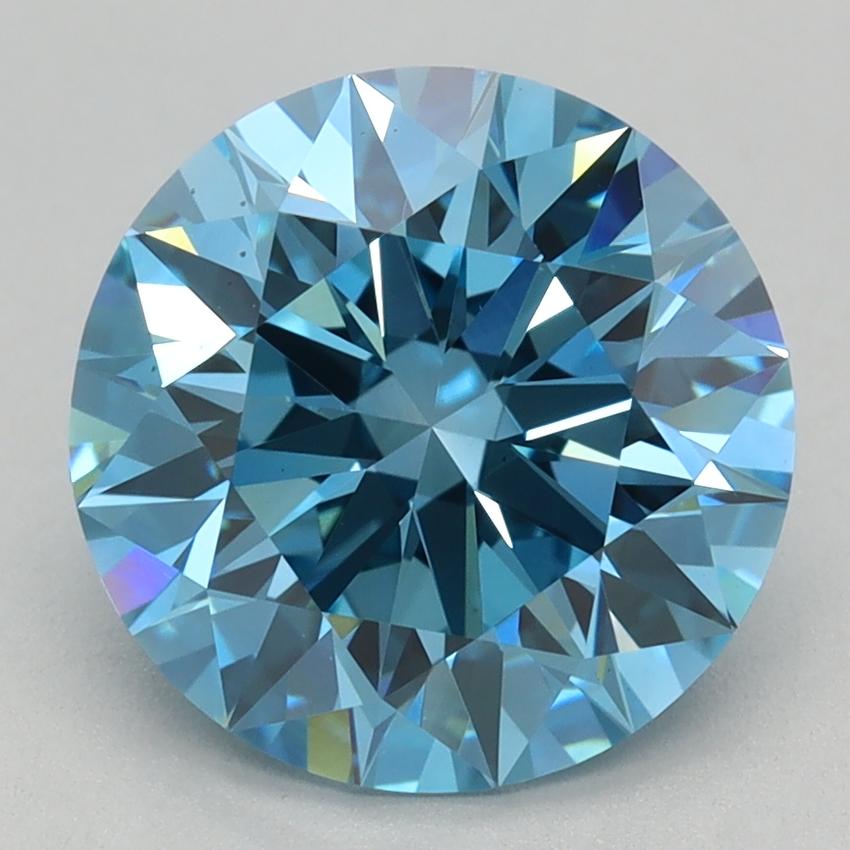 2.57 Ct. Fancy Vivid Blue Round Lab Grown Diamond