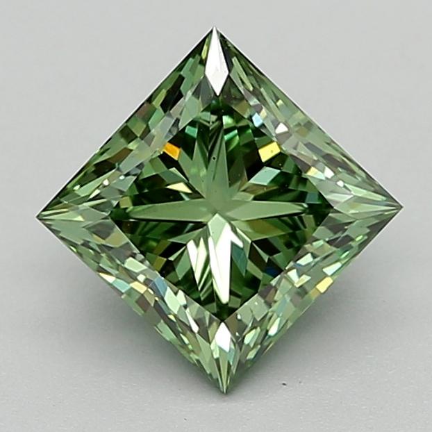 1.80 Ct. Fancy Vivid  Green Princess Lab Grown Diamond