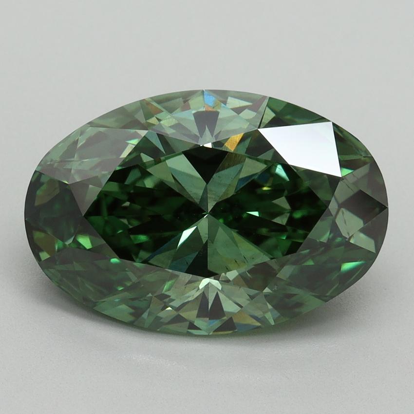 5.15 Ct. Fancy Vivid Green Oval Lab Grown Diamond