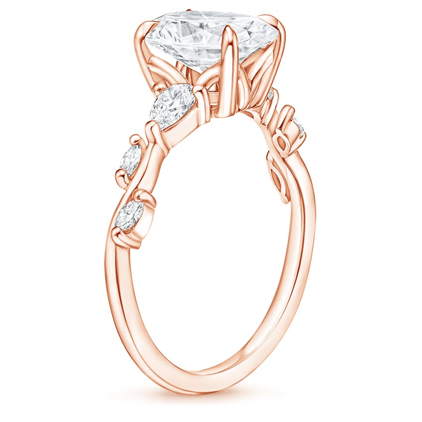 14K Rose Gold Agave Three Stone Diamond Ring (1/2 ct. tw.), large side view