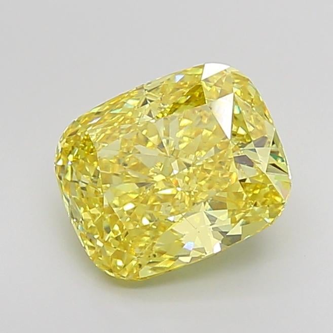 4.28 Ct. Fancy Vivid Yellow Cushion Lab Grown Diamond