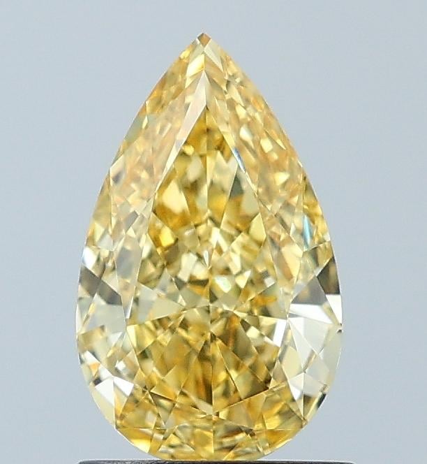 1.09 Ct. Fancy Vivid  Yellow Pear Lab Grown Diamond