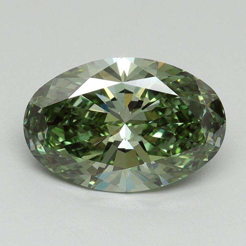 2.01 Ct. Fancy Vivid Green Oval Lab Grown Diamond