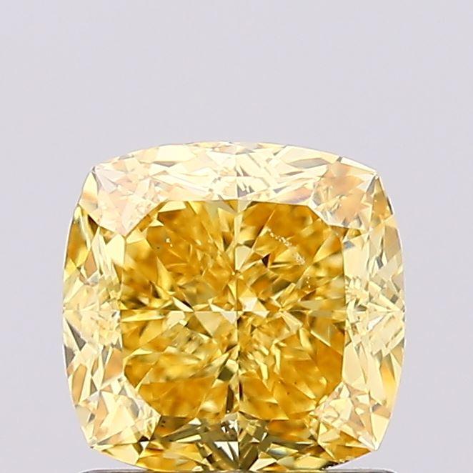 1.08 Ct. Fancy Vivid Yellow Cushion Lab Grown Diamond