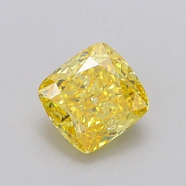 0.92 Ct. Fancy Vivid  Yellow Cushion Lab Grown Diamond