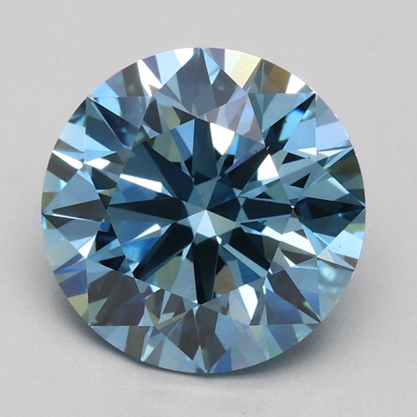 2.03 Ct. Fancy Vivid Blue Round Lab Grown Diamond