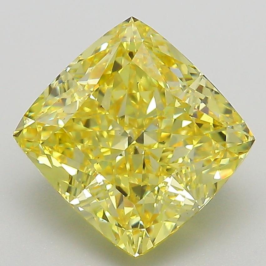 4.07 Ct. Fancy Intense  Yellow Cushion Lab Grown Diamond