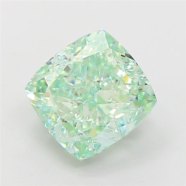 2.07 Ct. Fancy Vivid  Green Cushion Lab Grown Diamond
