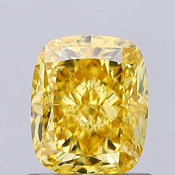 1.07 Ct. Fancy Vivid Yellow Cushion Lab Grown Diamond