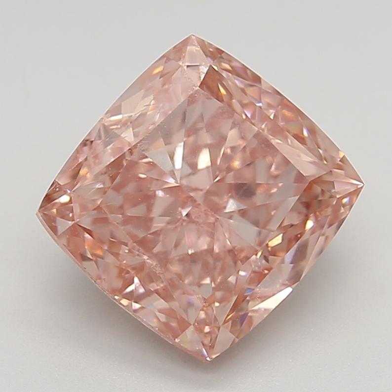 4.49 Ct. Fancy Vivid  Pink Cushion Lab Grown Diamond