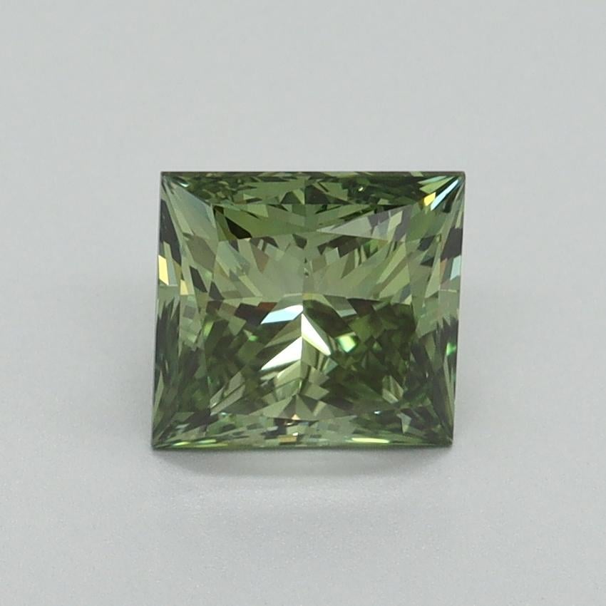 1.30 Ct. Fancy Vivid Green Princess Lab Grown Diamond