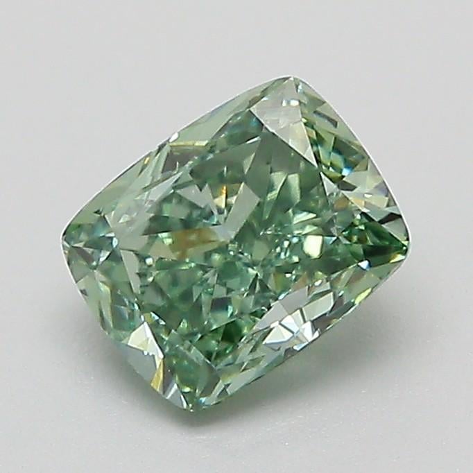 1.05 Ct. Fancy Vivid Green Cushion Lab Grown Diamond