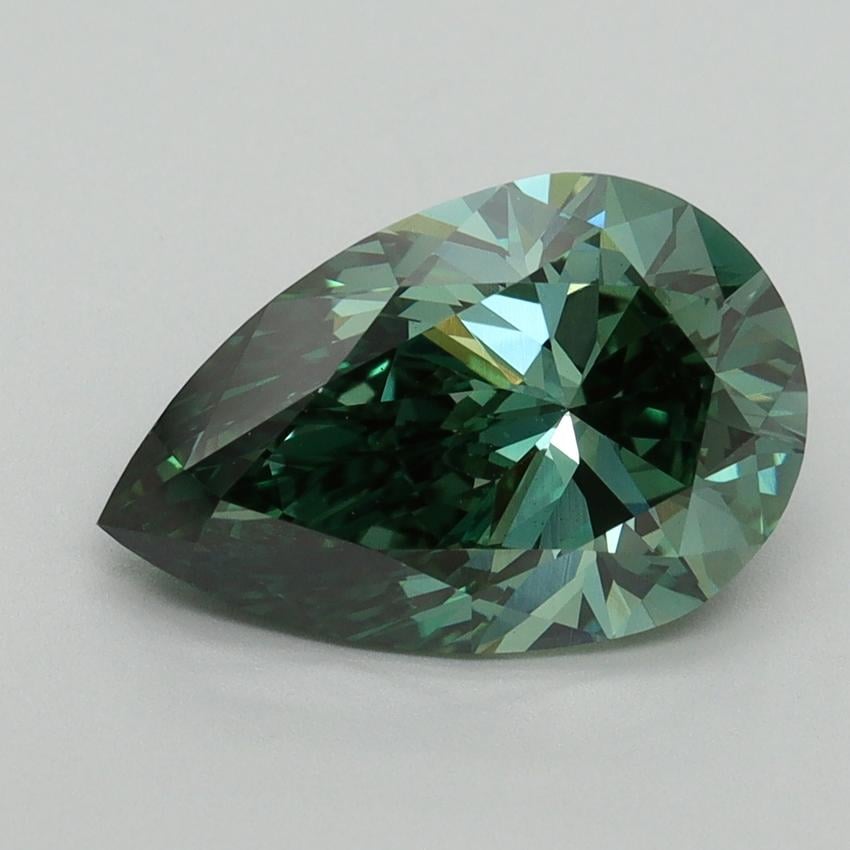3.00 Ct. Fancy Vivid Pacific Green Pear Lab Grown Diamond