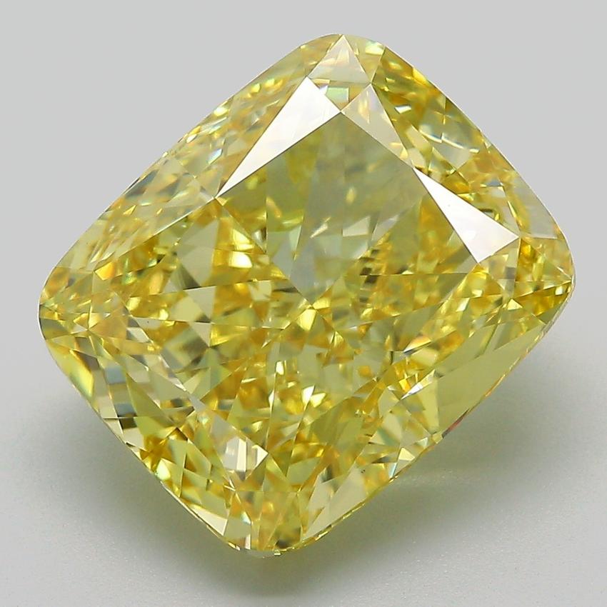 9.02 Ct. Fancy Vivid  Yellow Cushion Lab Grown Diamond