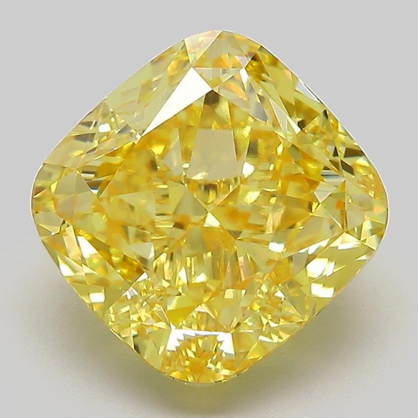 5.54 Ct. Fancy Intense Yellow Cushion Lab Grown Diamond