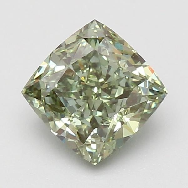 1.57 Ct. Fancy Vivid Green Cushion Lab Grown Diamond