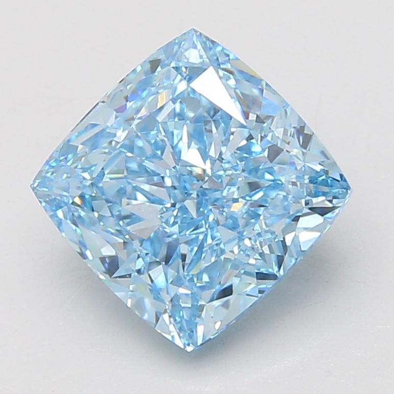 4.04 Ct. Fancy Vivid Blue Cushion Lab Grown Diamond