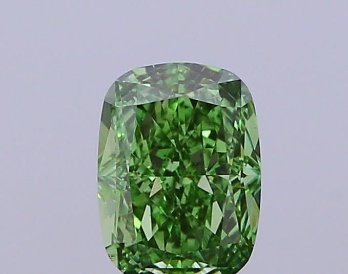 1.03 Ct. Fancy Vivid Green Cushion Lab Grown Diamond
