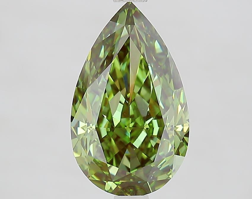 3.10 Ct. Fancy Vivid Green Pear Lab Grown Diamond