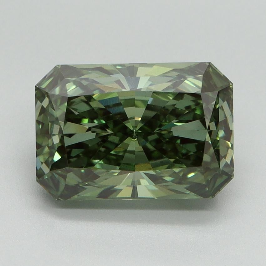 3.06 Ct. Fancy Vivid Pacific Green Radiant Lab Grown Diamond
