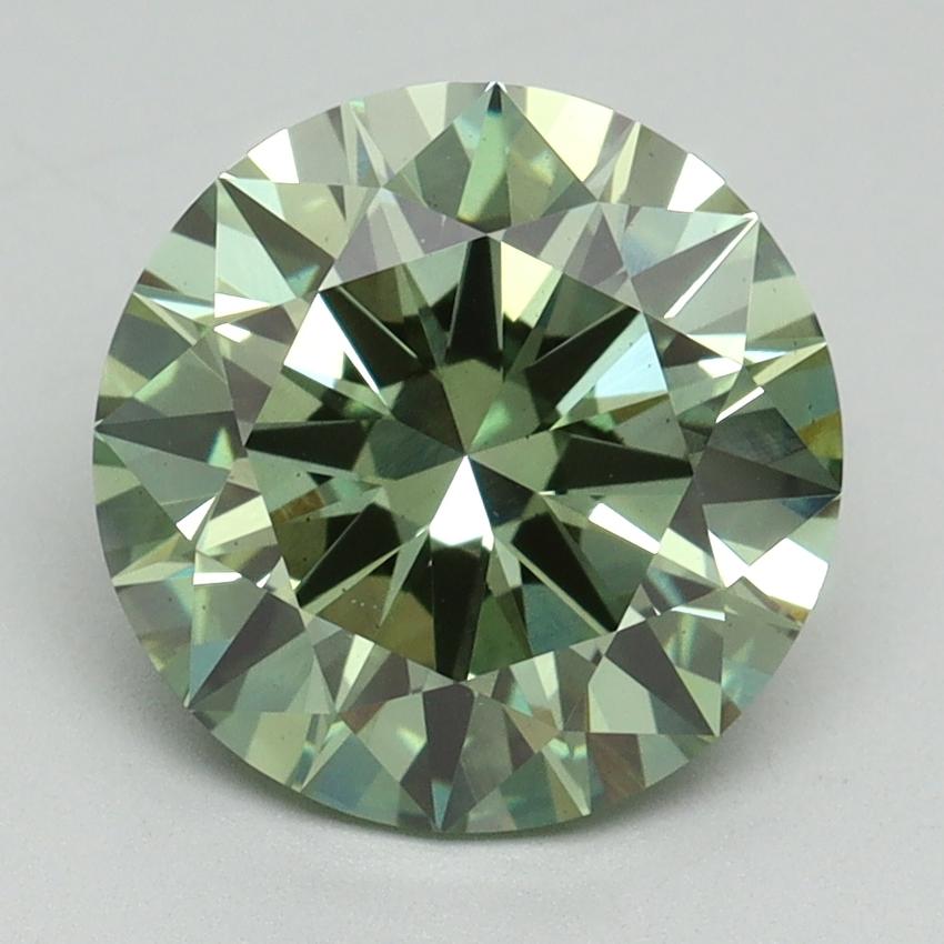 3.07 Ct. Fancy Vivid Green Round Lab Grown Diamond