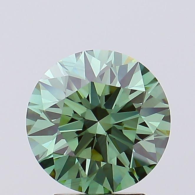 3.05 Ct. Fancy Vivid Bluish Green Round Lab Grown Diamond