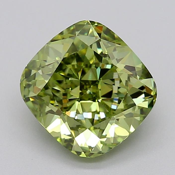 2.52 Ct. Fancy Vivid  Green Cushion Lab Grown Diamond