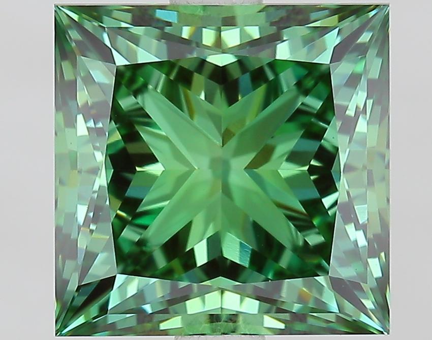 3.00 Ct. Fancy Vivid Green Princess Lab Grown Diamond