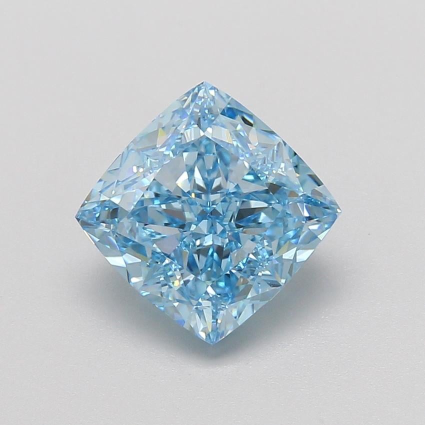 4.09 Ct. Fancy Vivid Blue Cushion Lab Grown Diamond