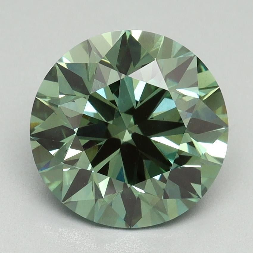 3.01 Ct. Fancy Vivid Green Round Lab Grown Diamond