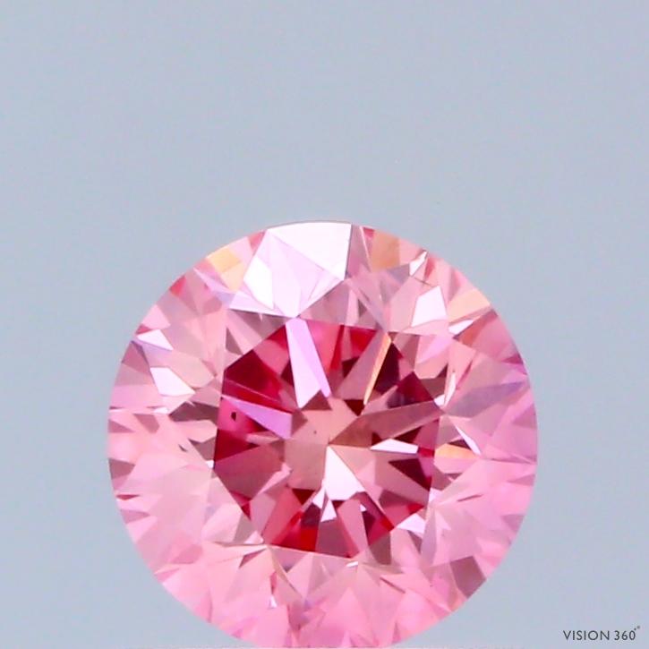0.79 Ct. Fancy Vivid Pink Round Lab Grown Diamond