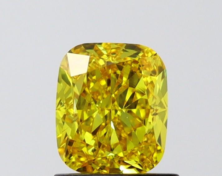 1.09 Ct. Fancy Vivid Yellow Cushion Lab Grown Diamond