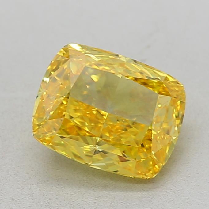 1.09 Ct. Fancy Vivid Yellow Cushion Lab Grown Diamond