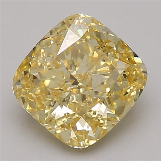 2.09 Ct. Fancy Vivid Yellow Cushion Lab Grown Diamond
