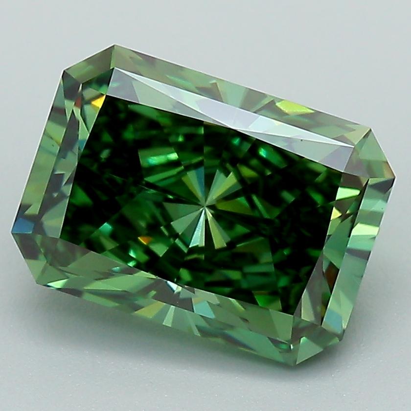 3.07 Ct. Fancy Vivid  Green Radiant Lab Grown Diamond