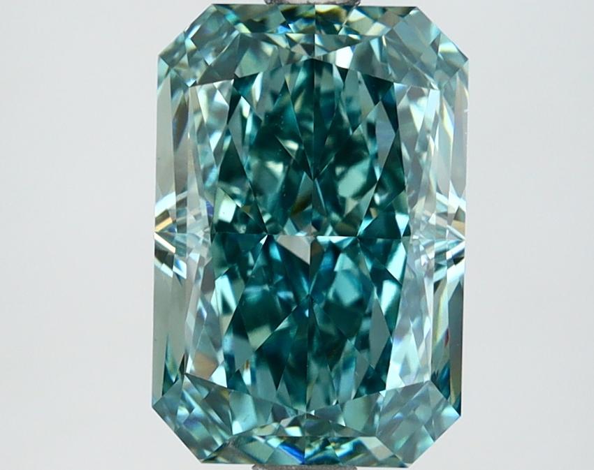 3.02 Ct. Fancy Vivid Bluish Green Radiant Lab Grown Diamond