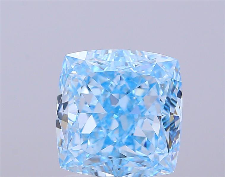 3.78 Ct. Fancy Vivid Blue Cushion Lab Grown Diamond