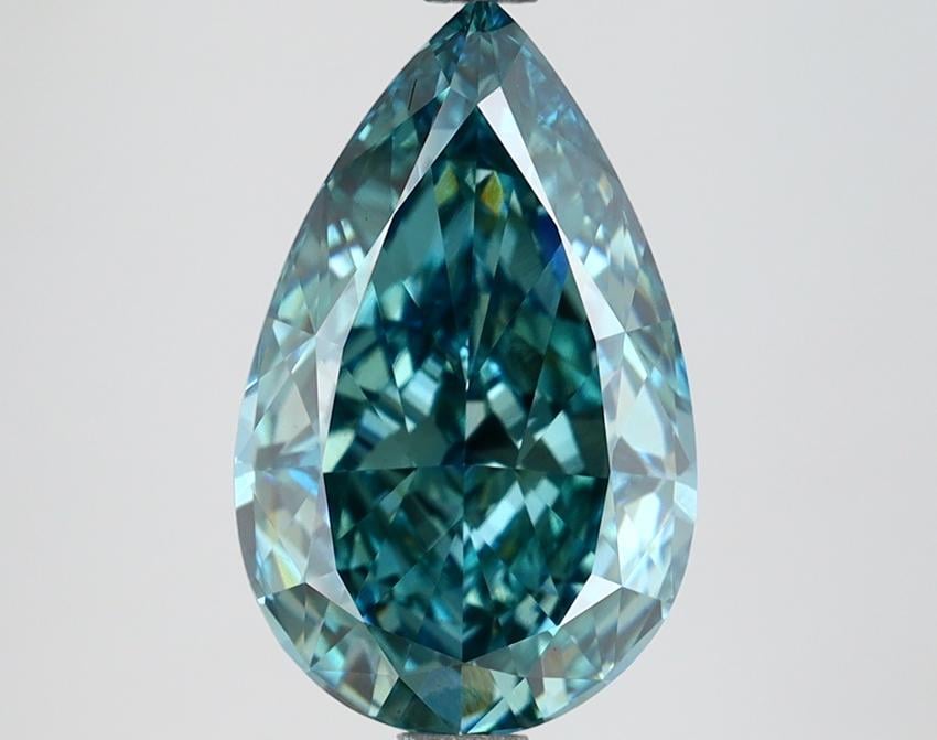 3.57 Ct. Fancy Vivid Bluish Green Pear Lab Grown Diamond