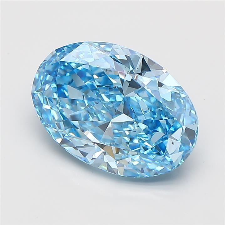 3.53 Ct. Fancy Vivid Blue Oval Lab Grown Diamond